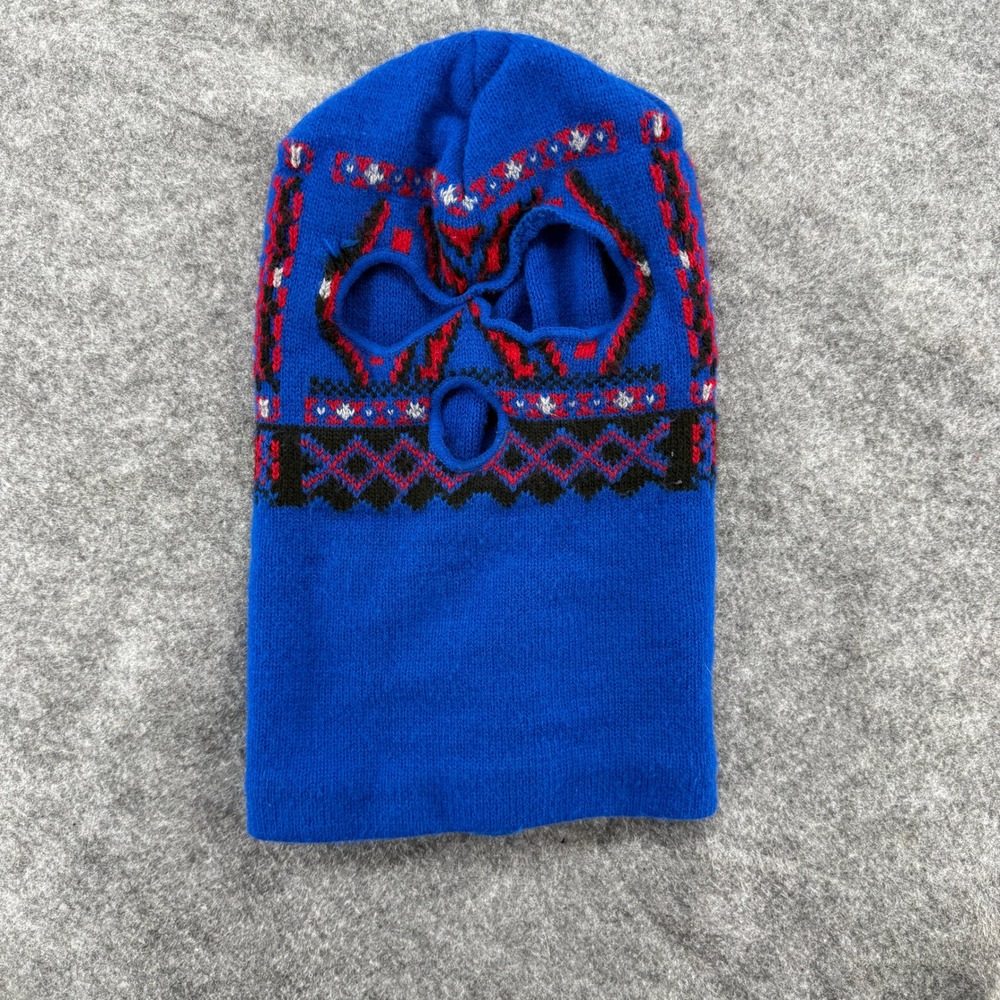 Balaclava Ski Mask Unisex OS Blue Red Fair Isle Geometric‎ Knit